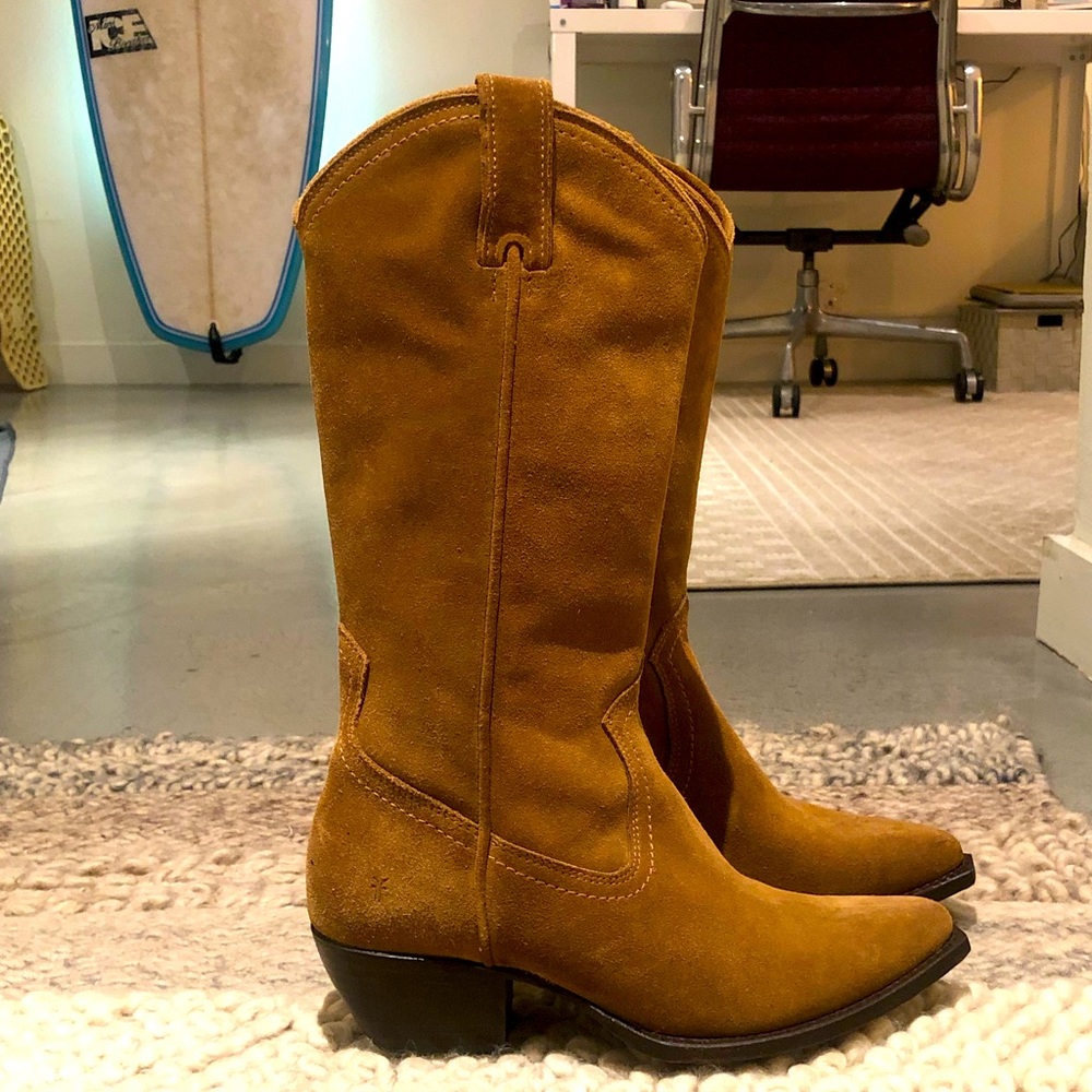 Frye suede cowboy boots